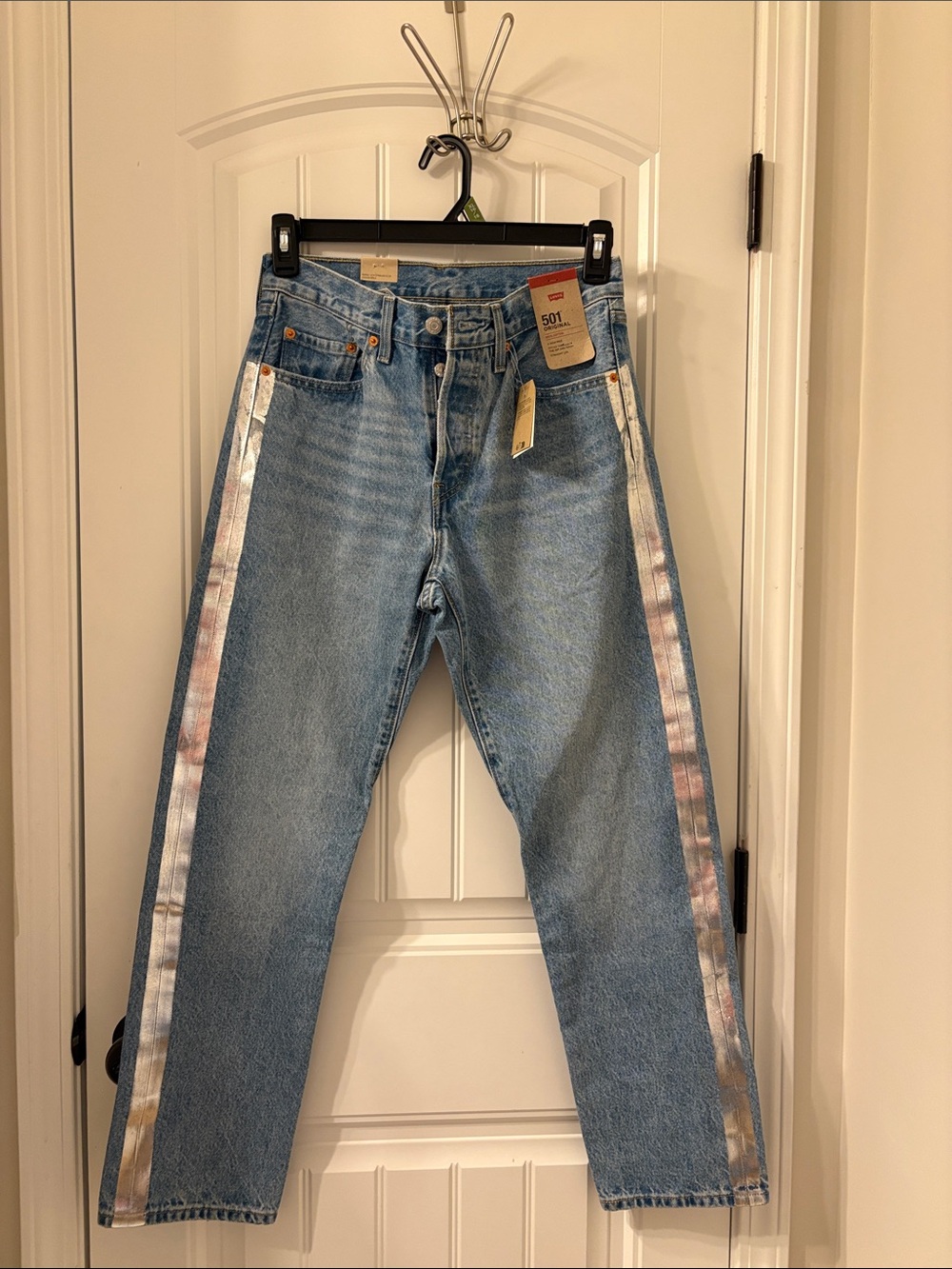 Levi's Light Blue Jeans with Metallic Silver Side Stripes